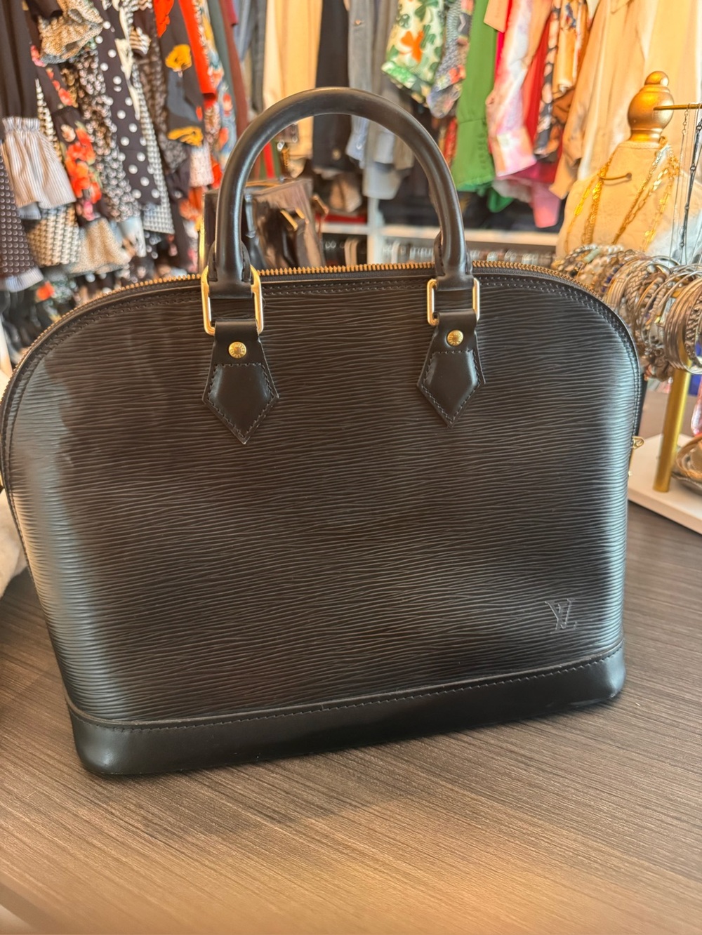 Louis Vuitton Medium Black Epi Alma Handbag